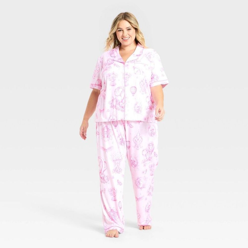 Wicked x Katie Kime Women's Graphic Pajama Set - Pink 1X